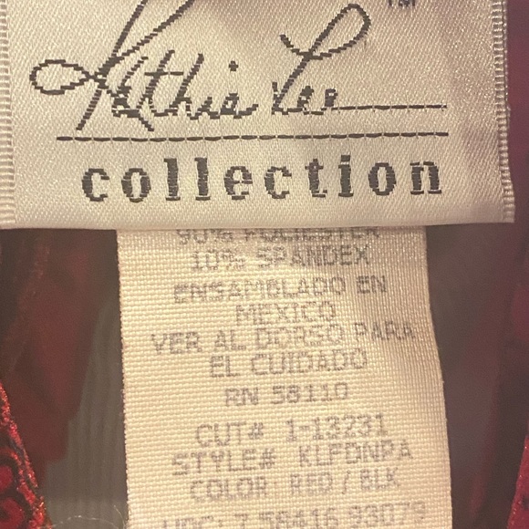 Vintage Kathie Lee Red Black Velvet Velour Maxi Skirt Cowl Neck Top L Holiday - Picture 8 of 11